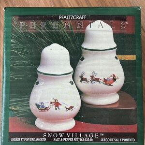 Pfaltzgraff Snow Village Festive Salt & Pepper Shakers